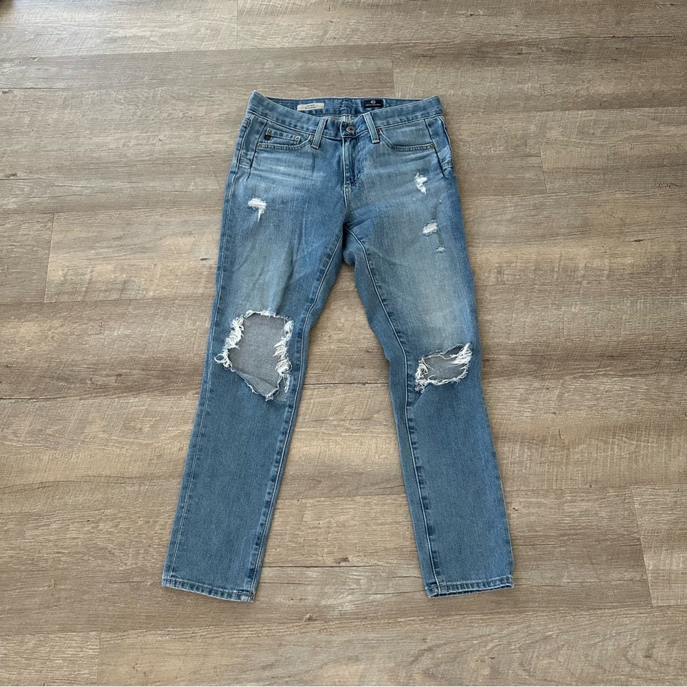 AG Adriano Goldschmied Beau Slouchy Skinny Jean Sz 24 Distressed